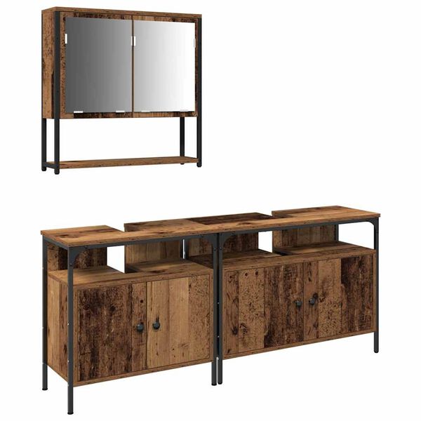 vidaXL Badev&aelig;relsesm&oslash;bel s&aelig;t med hylde 3 pcs Brun Konstrueret tr&aelig;