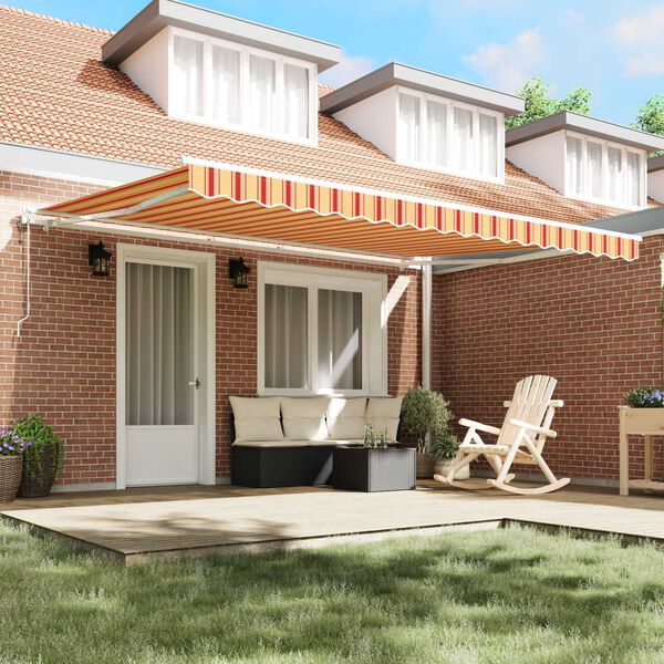 vidaXL Utr&aelig;kkelig Markise Gul og orange 450 &times; 350 cm Stof