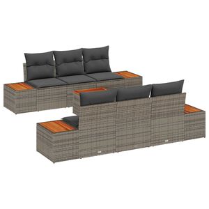 vidaXL Havesofa S&aelig;t med pude 7 pcs Gr&aring; Poly rattan