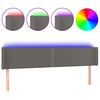 vidaXL sengegavl med LED-lys 203x16x78/88 cm kunstl&aelig;der gr&aring;