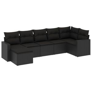 vidaXL sofas&aelig;t til haven 7 dele med hynder polyrattan sort