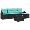 vidaXL Sofa S&aelig;t med pude 6 pcs Sort og turkis polyrattan