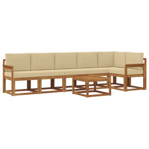 vidaXL Udend&oslash;rs sofagruppe med pude 7 pcs Naturlig og Beige