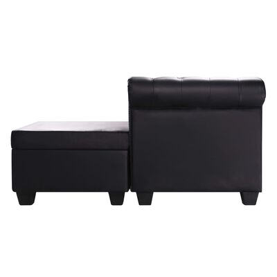 vidaXL L-formet Chesterfield sofa kunstlæder sort