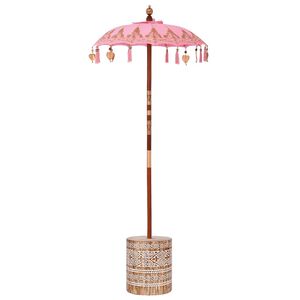 vidaXL Balinesisk parasol med base Lyser&oslash;d 95 x 95 x 260 cm