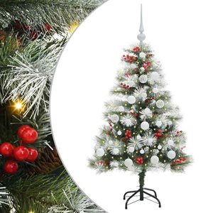 vidaXL Kunstigt juletr&aelig; Gr&oslash;n og hvid 120 cm PVC og metal og plast
