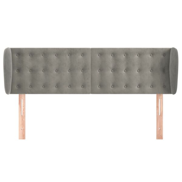 vidaXL sengegavl med kanter 147x23x78/88cm fløjl lysegrå