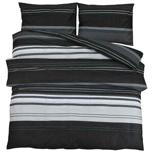 vidaXL 2 stk. 200 x 200 cm + 60 x 70 cm 100% Cotton Black Stripes