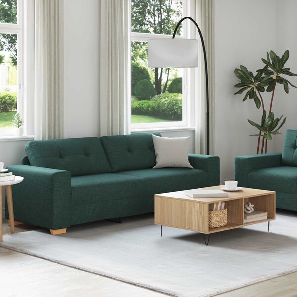 vidaXL Sofa 2 pcs Grøn Linned-blandet stof