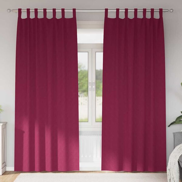 vidaXL M&oslash;rkl&aelig;gningsgardiner med ringe 2 pcs Vinr&oslash;d 225 x 140 cm