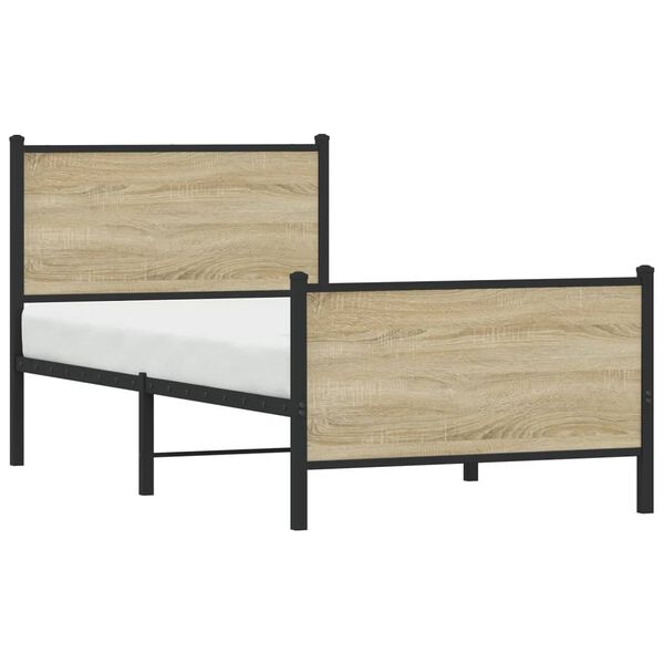 vidaXL sengeramme uden madras 90x190 cm metal sonoma-eg