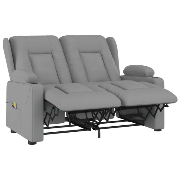 vidaXL 2-personers massagestol m. kopholdere kunstl&aelig;der gr&aring;