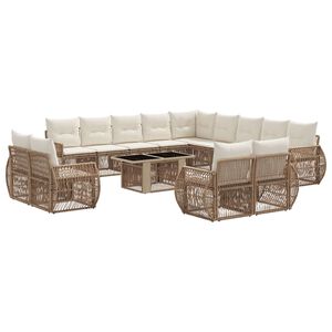 vidaXL Havesofa S&aelig;t 14 stk. Beige og cremehvid polyrattan
