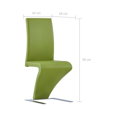 vidaXL spisebordsstole zigzagform 4 stk. kunstlæder grøn