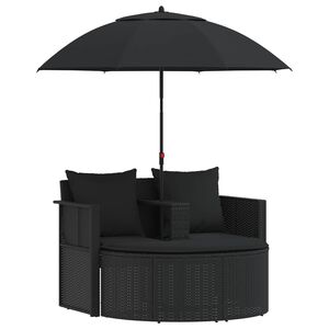 vidaXL liggestol med hynde polyrattan sort