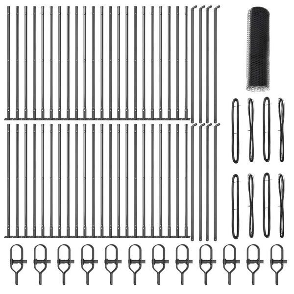 vidaXL Hegn med stolper Grå 0.8 x 100 m PVC-belagte stål