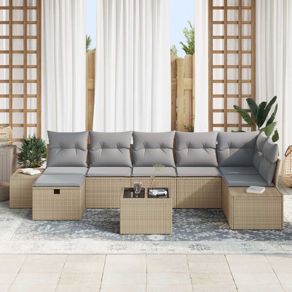 vidaXL Sofa S&aelig;t med pude 7 pcs polyrattan