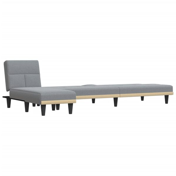 vidaXL L-formet sovesofa 255x140x70 cm stof lysegr&aring;