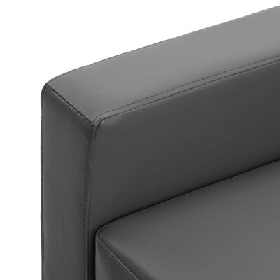 vidaXL 3-personers sofa med fodskammel kunstlæder grå