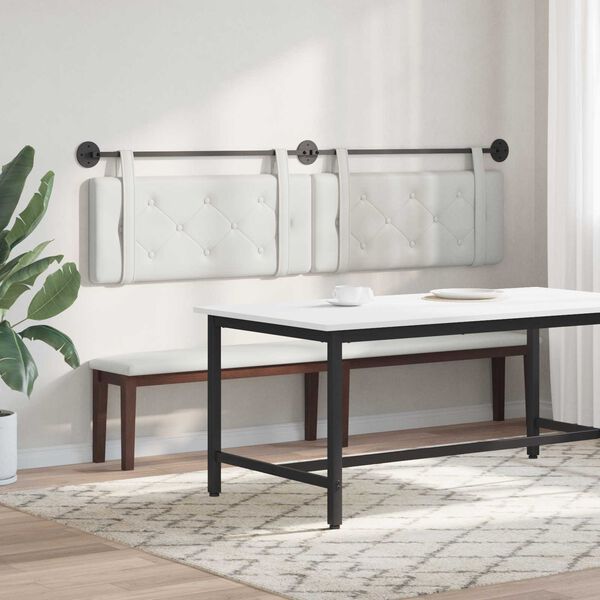 vidaXL H&aelig;ngende Hovedgavl V&aelig;gmonteret Hvid 210 x 55 x 5 cm Faux l&aelig;der