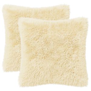 vidaXL Pudebetr&aelig;k 2 pcs HEERLEN Cremefarvet 30 x 30 cm PV Fleece
