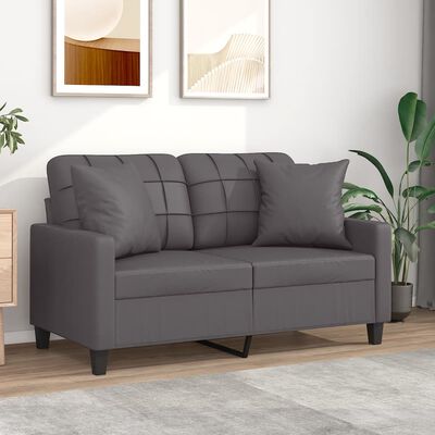 vidaXL 2-personers sofa med pyntepuder 120 cm kunstlæder grå