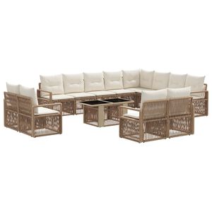 vidaXL Havesofa S&aelig;t 13 stk. Beige og cremehvid polyrattan