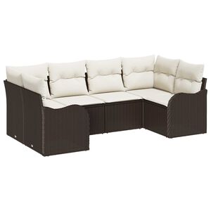 vidaXL Havesofa S&aelig;t med pude 6 pcs Brun Poly rattan