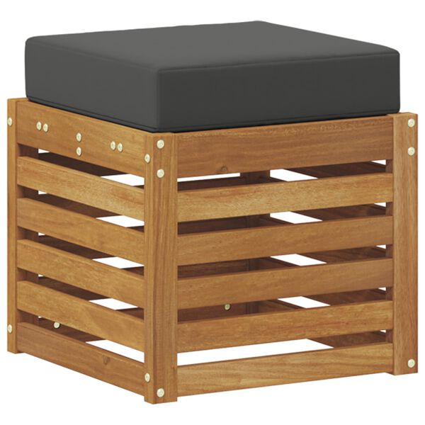 vidaXL B&aelig;nk med pude 2 Stk Naturlig og Antracit Massivt Akacietr&aelig;