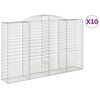 vidaXL buede gabionkurve 10 stk. 300x50x180/200 cm galvaniseret jern