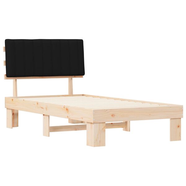 vidaXL Sengestel med Polstret Hovedgavl Sort 100 x 200 cm