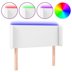 vidaXL sengegavl med LED-lys 93x16x78/88 cm kunstl&aelig;der hvid