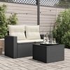 vidaXL havebord med glasplade sort 55x55x37 cm polyrattan