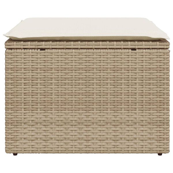 vidaXL haveskammel med hynde 55x55x37 cm polyrattan beige