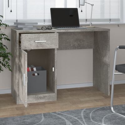 vidaXL skrivebord med skuffe og skab 100x40x73 cm konstrueret træ grå