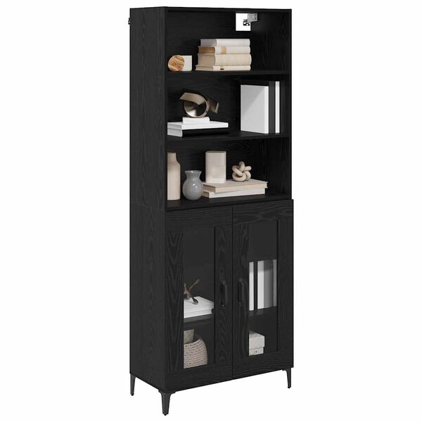 vidaXL Highboard med skuffe Sort eg 69,5 x 34 x 180 cm Konstrueret tr&aelig;