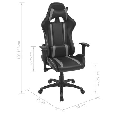 vidaXL racer-kontorstol med lænefunktion i gråt kunstlæder
