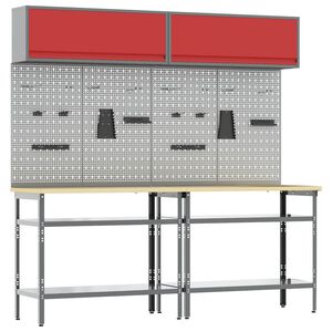 vidaXL Arbejdsb&aelig;nk s&aelig;t 8 stk. R&oslash;d og Gr&aring; 200 x 55 x 200 cm