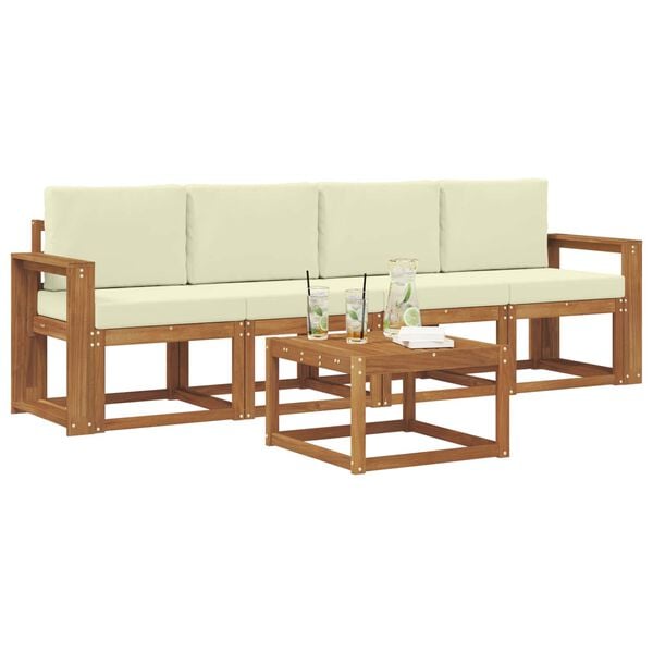 vidaXL Udend&oslash;rs sofagruppe med pude 5 pcs Naturlig og Fl&oslash;de