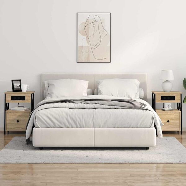 vidaXL Natskab med skuffe Sonoma eg 40 x 31 x 60 cm Konstrueret tr&aelig;