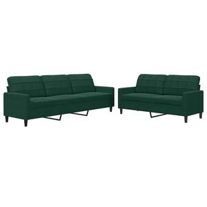 vidaXL sofas&aelig;t 2 dele med hynder velour m&oslash;rkegr&oslash;n