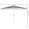 vidaXL haveparasol med LED-lys og st&aring;lstang 324x324x247 cm brun