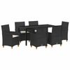 vidaXL Have Spisebordss&aelig;t 7 stk. Sort polyrattan
