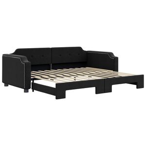 vidaXL daybed med udtr&aelig;k 90x190 cm stof sort