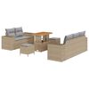 vidaXL Havesofa S&aelig;t 8 stk. 8-Antal s&aelig;der Beige og lys gr&aring; Poly Rattan