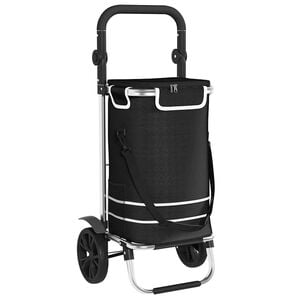 vidaXL Indk&oslash;bsvogn Sort 36,5 x 46,5 x 100,5 cm Oxford stof