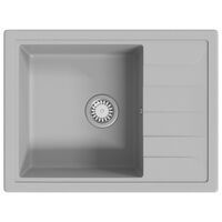 vidaXL køkkenvask med overløbshul oval granit grå