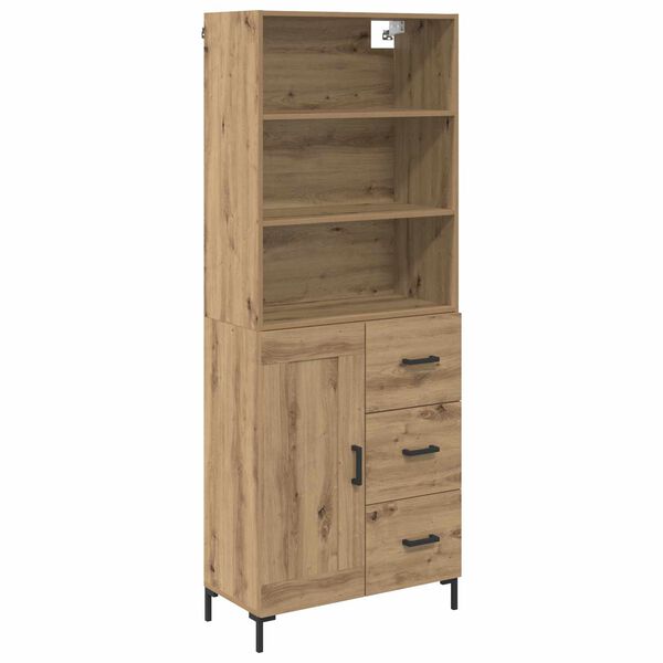 vidaXL Highboard Artisan Egetr&aelig; 69,5 x 34 x 180 cm Konstrueret tr&aelig;