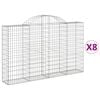 vidaXL buede gabionkurve 8 stk. 200x30x120/140 cm galvaniseret jern