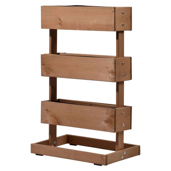 dobar lodret h&oslash;jbed med 3 plantekasser brun